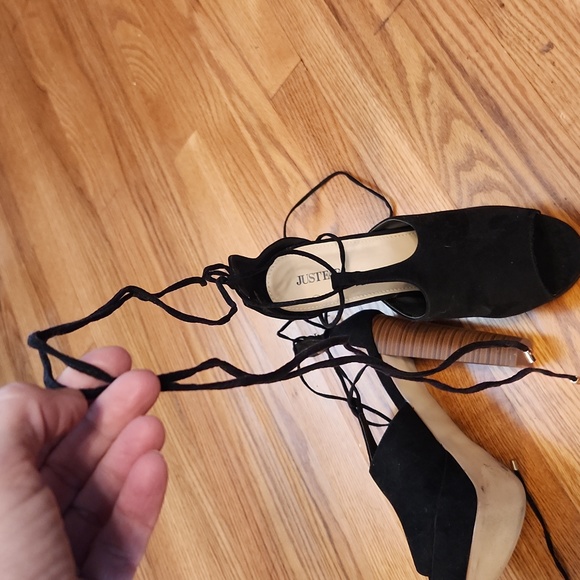 Wrap Around Ankle Leg Peep Toe High Heel Shoes NEW Size 10 - Picture 4 of 6